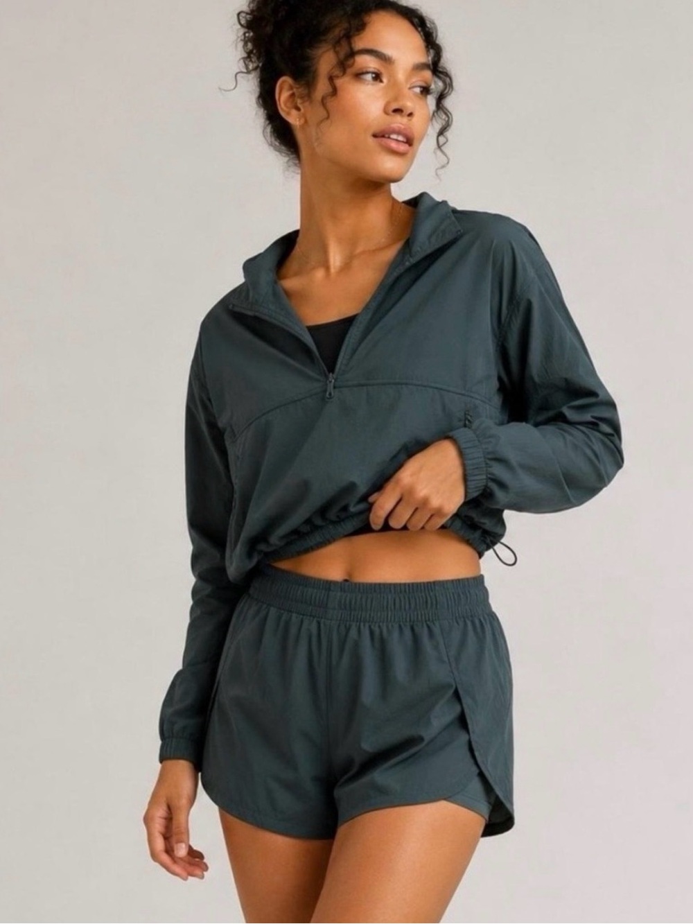 Girlfriend Collective Trail dark green moss lined Shorts, size M athletic casual